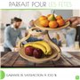 Naturlik Corbeille à Fruits 2 Étages - Bols Amovibles - Design Moderne - Corbeille en Bambou - Panier Rangement de Fruits