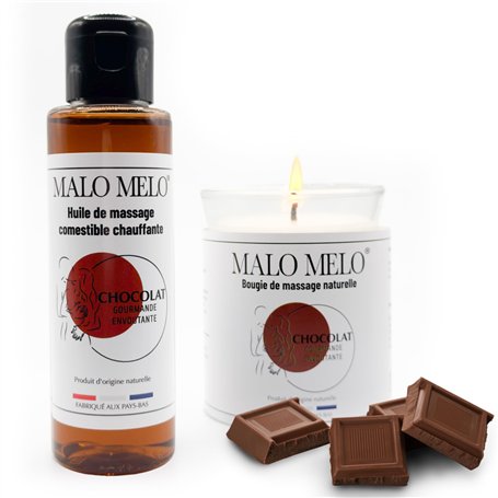 Duo massage sensuel I Huile de massage comestible érotique sexuelle lubrifiante & Bougie de massage sensuelle gourmande I Chocol