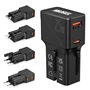 Adaptateur de Voyage Universel 25W – MMOBIEL – Prise Internationale avec Connecteur Mâle – 1x USB-C (25W) + 1x USB-A (18W) – pou