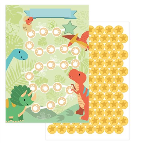 JEKA Lot de 10 Tableaux de récompenses pour Enfants - Motif : Dinosaures - avec Leurs Autocollants étoiles pour motiver Les Enfa