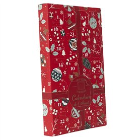 Calendrier de l'Avent festif avec 24 bougies parfumées et support en verre - Calendrier de l'Avent avec bougies - Rouge