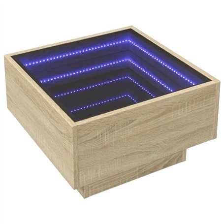 vidaXL Table basse avec LED 50 x 50 x 30 cm en bois d'ingénierie chêne sonoma