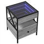 vidaXL Table de chevet avec LED Infinity - Structure en bois/métal - Gris Sonoma - 40 x 40 x 51 cm - Charge maximale : 40 kg