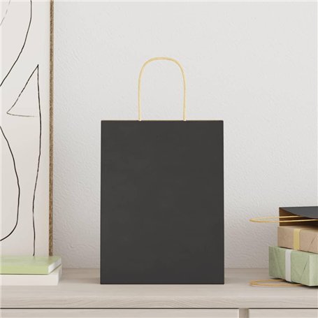 vidaXL Sacs en Papier 50 pcs avec poignées Noir 21x11x28 cm