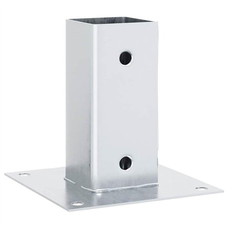 vidaXL Bases de poteau carrées 12 pcs argent 61x61 mm acier galvanisé