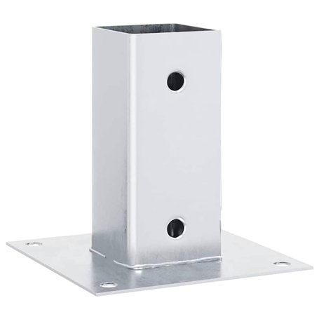 vidaXL Bases de poteau carrées 4 pcs argent 71x71 mm acier galvanisé