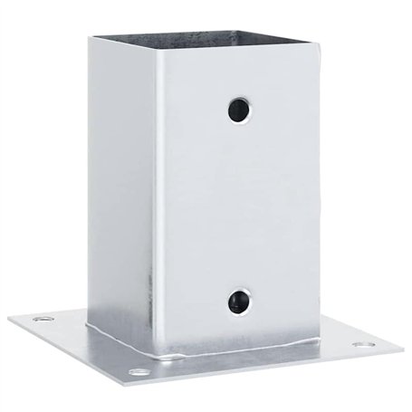 vidaXL Bases de poteau carrées 4 pcs argent 91x91 mm acier galvanisé