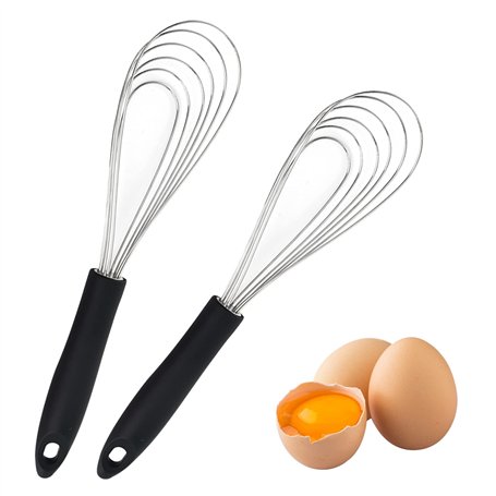 Lot De 2 Fouets Cuisine De Fouets En Acier Inoxydable Et Silicone Antiadhésif