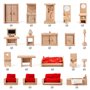 KABENFIS 5 Set Dollhouse Meubles Accessoires avec Une Famille de 6 poupées Décoration Faire Semblant de Jouer Jouets pour Filles