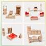 KABENFIS 5 Set Dollhouse Meubles Accessoires avec Une Famille de 6 poupées Décoration Faire Semblant de Jouer Jouets pour Filles