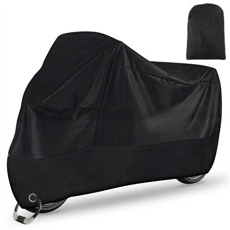 Housse Moto Exterieur Etanche Hiver Eté 210D Oxford XXL avec Trou de Serrure