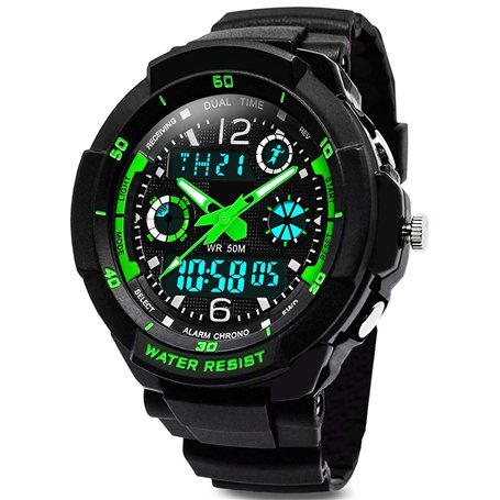 VDSOW Digital Montres pour Enfants garçons - 50 m étanche Sports de Plein air Montre analogique avec Alarme/minuteur/Double Fuse