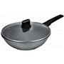 GREBLON poêles Wok façon Pierre avec couvercle de Haute qualités Anti-Adhérente Compatible Tous Feux 100% Induction adapté au Fo