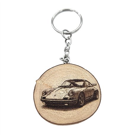 Promotech 911 Badboys Porte-clés en bois gravé au laser en forme de voiture