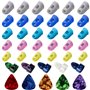 AUGSUN 30Pcs Protège Doigts Guitare en Silicone avec Mediator Guitare Electrique Médiators du Pouce Médiators du Doigt