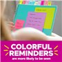 Post-it Notes Autocollantes, Couleurs Assorties, Pack de 5 Blocs, 100 Feuilles par Bloc, 76 mm x 127 mm - Feuillets Adhésifs pou
