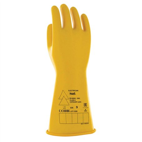 Ansell Gants isolants électriques basse tension (classe 0) Jaune L