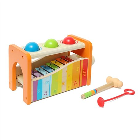 Hape Banc à Marteler avec Xylophone - Jouet Musical en Bois pour Enfant - Instrument d'Éveil et de Motricité pour Bébé dès 12 Mo