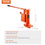 VEVOR Cric à Patte 5 T à la Patte, Cric Hydraulique pour Machines Capacité de Levage 10 T en Haut, Hauteur de la Patte 25-230 mm