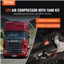 VEVOR Compresseur d'Air pour Kit de Klaxon Pompe à Air avec Réservoir 3 L 90-120 psi pour Gonflage des Pneus Matelas Pneumatique
