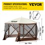 VEVOR Tente d'abri de Camping Pop-up, 3,05 m x 3,05 m, Pare-Soleil à 6 côtés fenêtres en Maille, Sac de Transport Portable, piqu