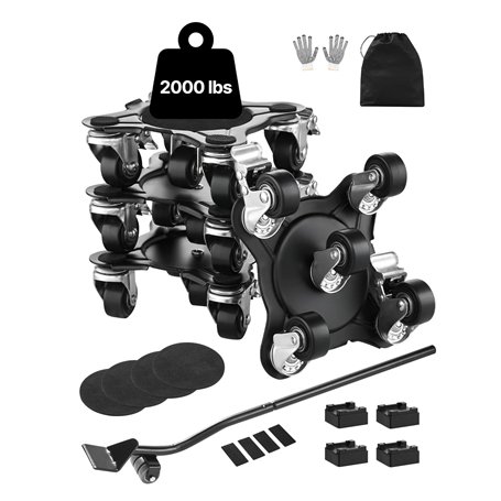 VEVOR Chariot de Déménagement 4PCS Déplace Meubles Lourds Capacité Charge 544 kg 5 Roues Rotatives 360° Plateau Roulant Manutent