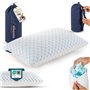 Alkamto Coussin de voyage rafraîchissant en mousse à mémoire de forme - Gel réglable pour un soutien individuel - Soie glacée de