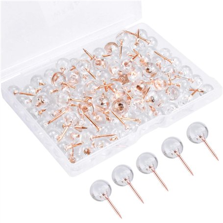 Fodlon Punaises Transparentes 100pcs Punaises Tableau Liège Monde Punaises Decoratives Voyage Epingle Couture Punaises Murales p