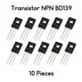 Kit de 10 transistors NPN BD139 80V 1.5A