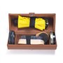 YUET Kit De Cirage Chaussure Noir Nettoyage De Chaussures Pour Cuir Marron Et Avec Brosse De Polissage, Étui De Voyage En Crin D
