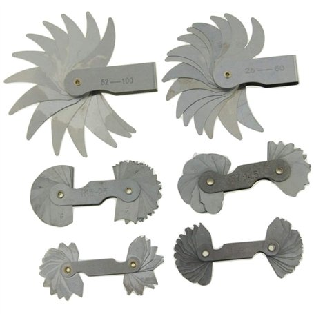 KATSU Jauge de rayon en métal 6 Pièces R0.3-1.5 / R1-6.5 / R7-14.5 / R15-25 / R25-50 / R52-100 Ingénieurs outil de mesure concav