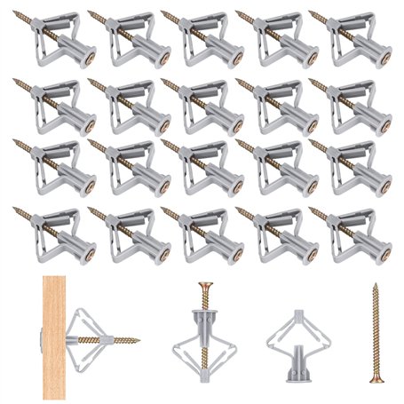 120 Pièces Chevilles avec Vis pour Plaques de Plâtre(60 Chevilles Bbrique Creuse + 60 Vis Autoforeuse Beton)