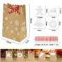 STCRERAG 24 PCS Sac Cadeau de Noël en Kraft Avec Ruban et Ornement - Emballage Cadeau Boite Pochette Papier Sachet Bonbon pour C