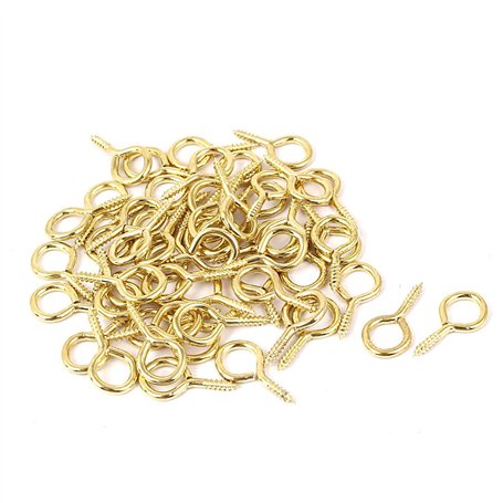 sourcing map Crochet à Visser Piton Gond 0.09"x0.87" Vis Oeil Autotaraudeuse Cintre Doré 50Pcs