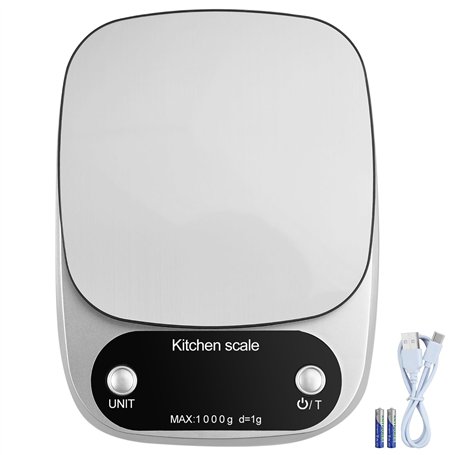 Proster Balance de Cuisine Numérique Rechargeable 3g-10kg Balance Alimentaire Haute Précision 1g Balances Multifonctionnelles Pe