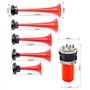 YIYIDA Klaxon à air trompette Klaxon de voiture 12V Air Horn Trompette musicale 165db Corne d'alarme Cinq tubes Dixie rouge étan
