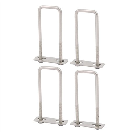 sourcing map 4pcs Boulon U plaque hex M6 100mm long 304 m2