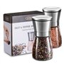 WINSHEA Ensemble de moulins à sel et poivre en acier inoxydable de qualité supérieure avec corps en verre et grosseur réglable, 