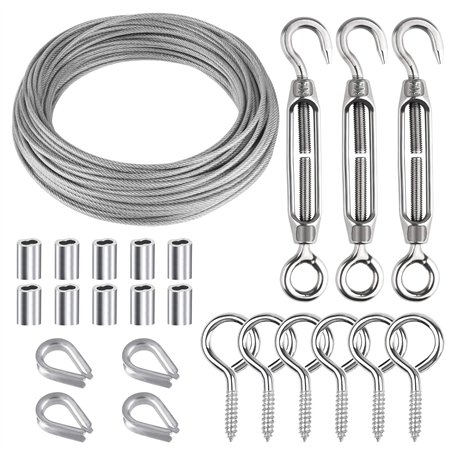 CHRORINE 24 Pcs Garden Wire Rope Kit 304 Acier inoxydable M5 Tendeur Tensioneur Câble Câble Câble Câble Corde à coudre