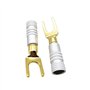 WANGCL Lot de 4 Connecteurs à Cosse en Y - Fiche à Fourche à 45 Degrés pour Fil de Haut-Parleur - Connecteur Jack Audio en Cuivr