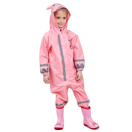 LIVACASA Imperméable à Capuche Enfant avec Bande Rétro-réfléchissante Poncho Pluie Fille Combinaison de Pluie Garçon 3-10ans Cap