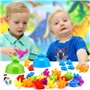 MOOING Jeux Montessori 2 3 4 5 Ans, 48 pièces Dinosaure Jouet avec Tasses et Pinces, Dinosaure Jouet pour Comptage et Tri Appren