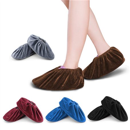 FOCCTS 5 Paires Surchaussures lavables Couvre-Chaussure Anti Glisse Réutilisables Antidérapant Chausson avec Flanelle pour Maiso