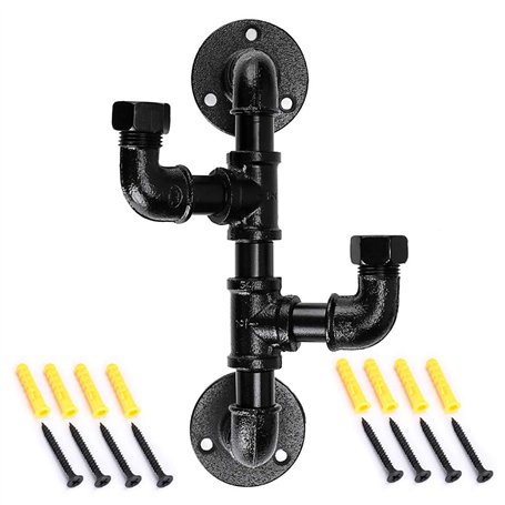 Sumnacon Porte-manteaux robuste en métal en forme de tuyau avec 2 crochets style vintage et industriel à fixation murale finitio