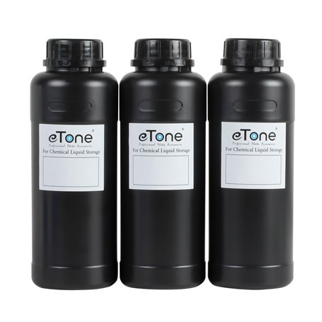Lot de 3 flacons de 500 ml pour chambre sombre - Avec bouchons - Appareil de développement de photos (noir)