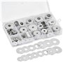225pcs Rondelles Plates en 304 Acier Inoxydable M3 M4 M5 M6 M8 M10 M12 Assortiment de Rondelle Plate