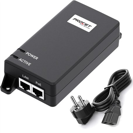 PROCET 10 Gigabit PoE Injecteur Injecteur PoE+ 30W Adaptateur Ethernet PoE IEEE802.3af/at 10G pour AP sans Fil