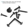 Lot de 240 vis auto-taraudeuses à tête cylindrique en acier au carbone M3 M4 - Noires - Auto-foreuses - Kit de vis à bois à tête