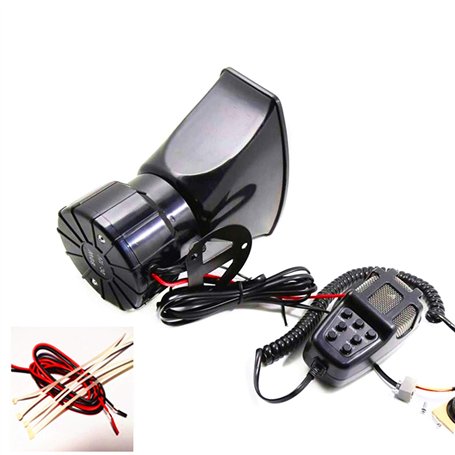 YIYDA Alarme de sirène de klaxon de voiture Son à 7 sons 100W avec micro Système de haut-parleurs PA Amplificateur de son d'urge