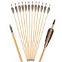 TY Archery Lot de 12 flèches en bois de 32 pouces avec plumes naturelles de 4 pouces pour tir à l'arc flèches en bois de chasse